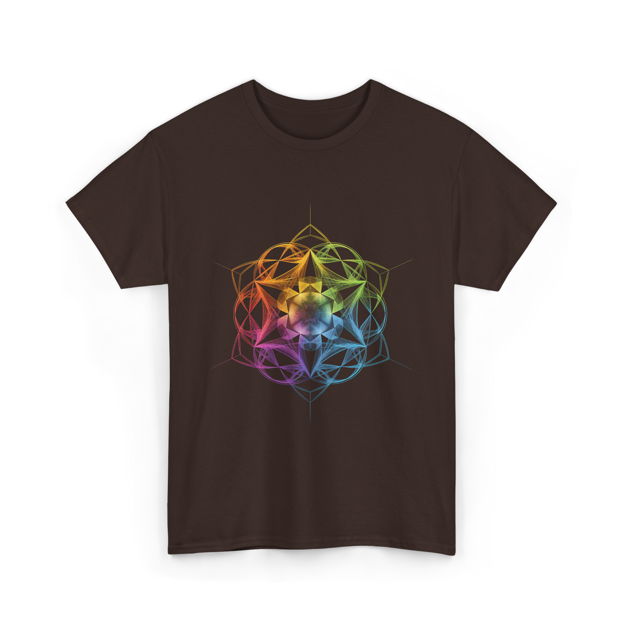 Sacred Geometry Colors Chakra T-Shirt - Dark Chocolate