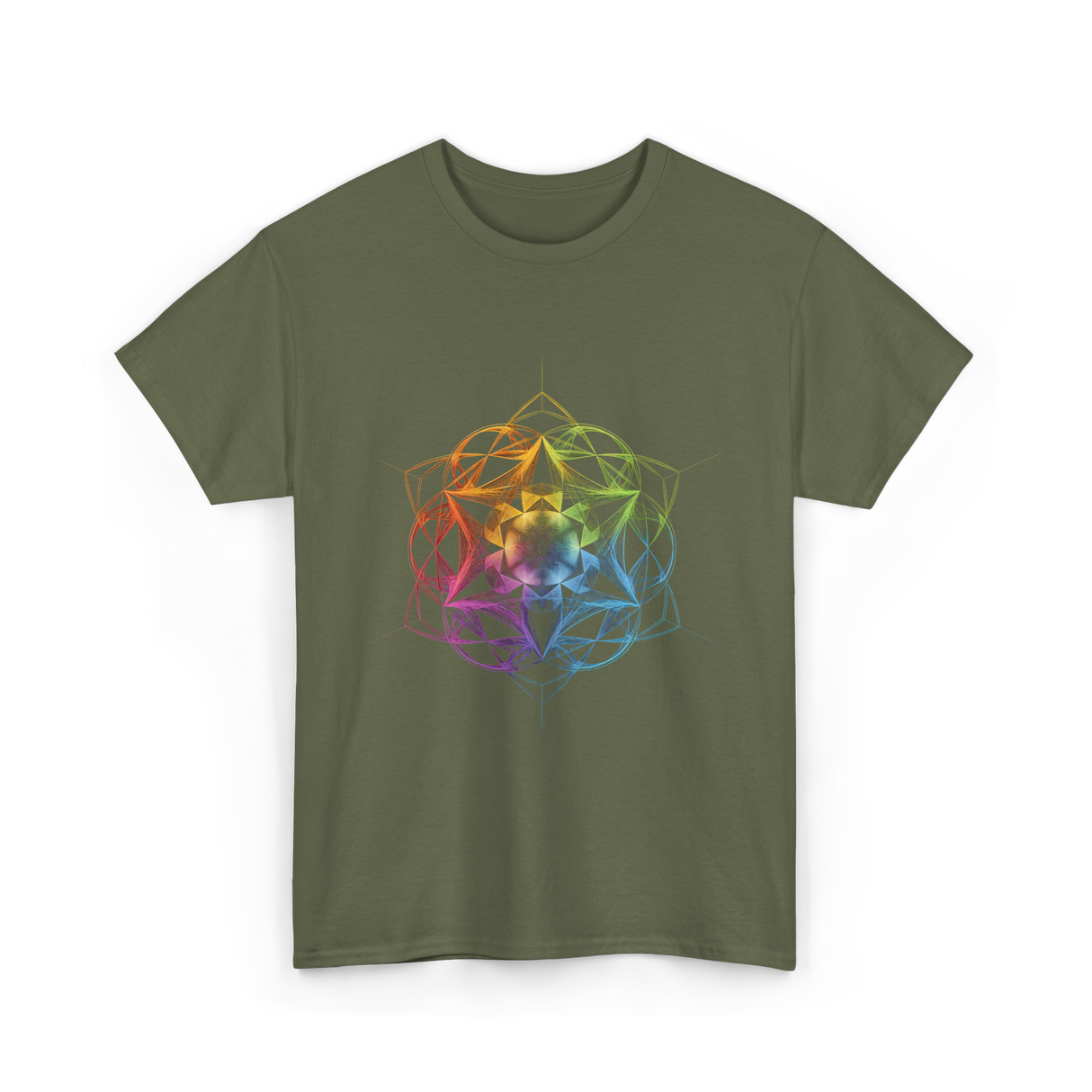 Sacred Geometry Colors Chakra T-Shirt - Military Green