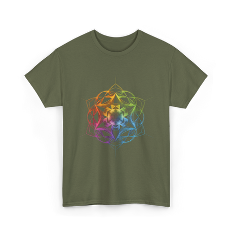 Sacred Geometry Colors Chakra T-Shirt - Military Green