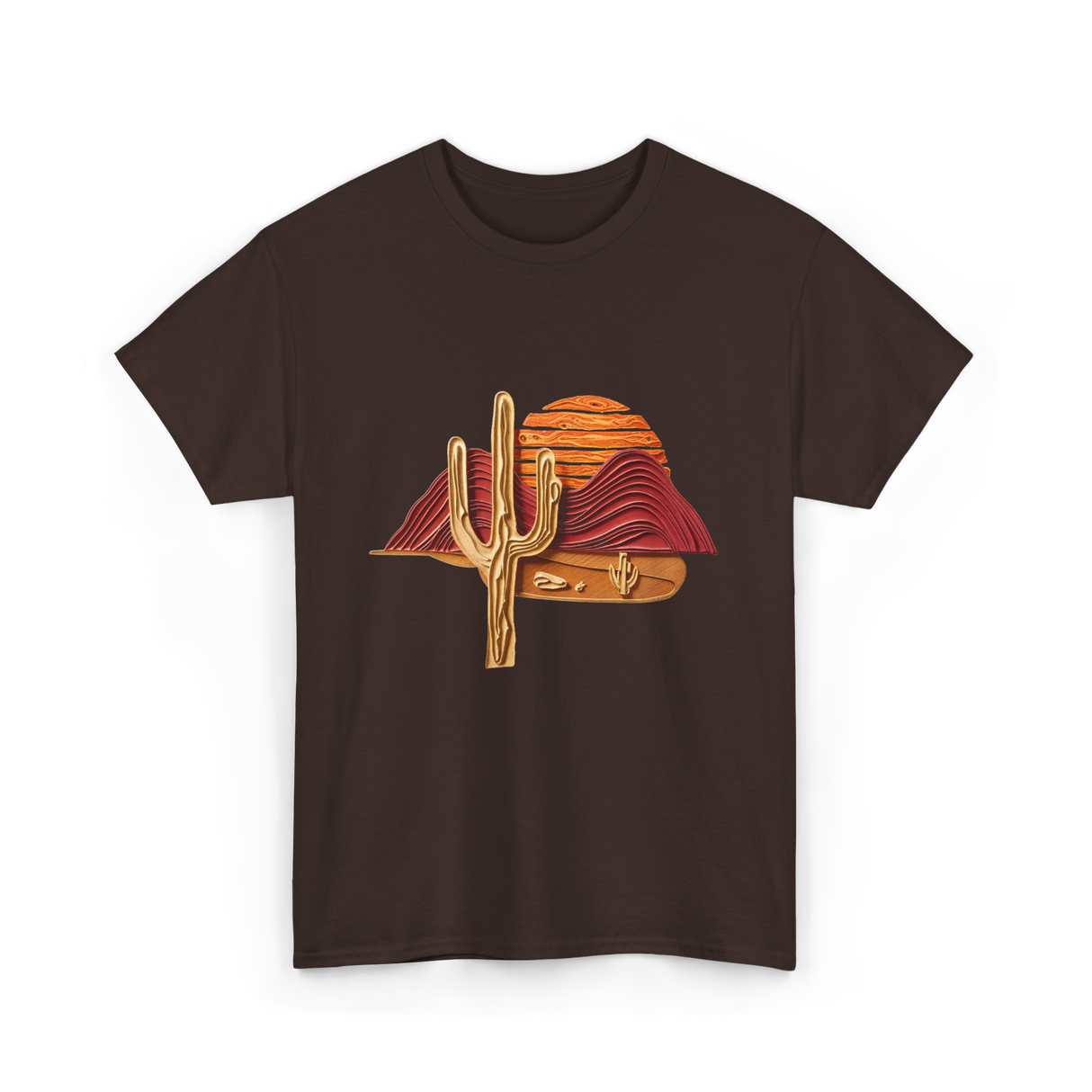 Saguaro Sunset Desert Cactus T-Shirt - Dark Chocolate