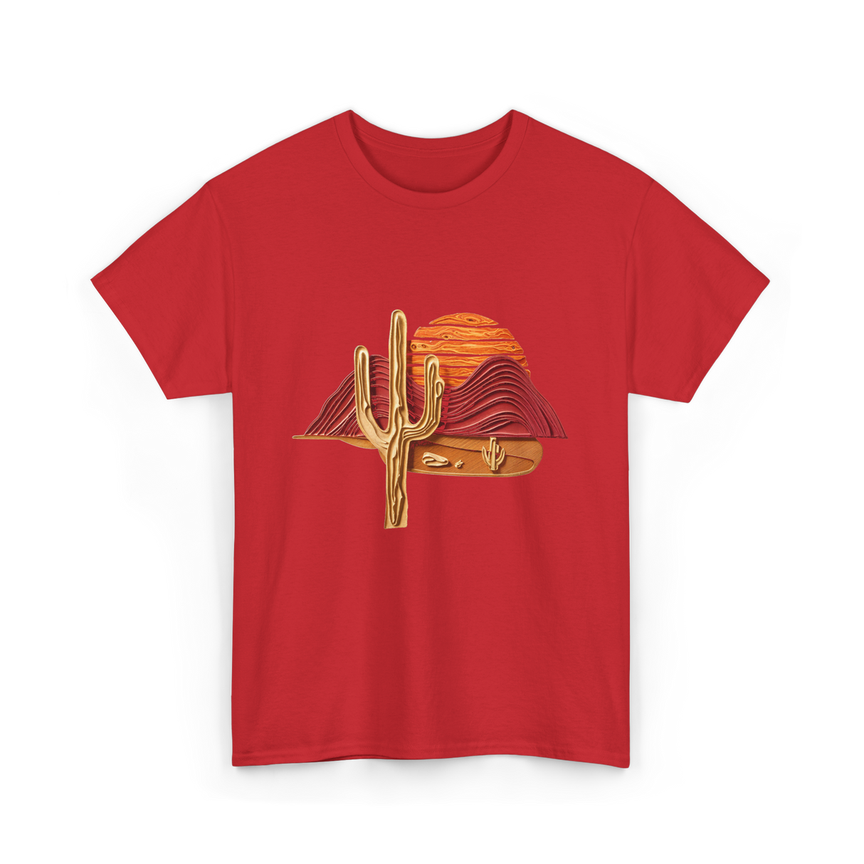 Saguaro Sunset Desert Cactus T-Shirt - Red