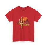 Saguaro Sunset Desert Cactus T-Shirt - Red