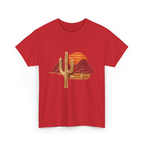 Saguaro Sunset Desert Cactus T-Shirt - Red