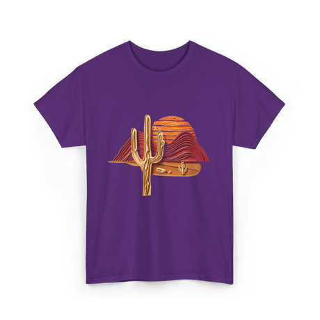 Saguaro Sunset Desert Cactus T-Shirt - Purple