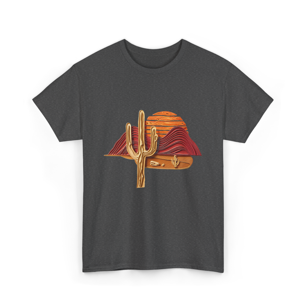 Saguaro Sunset Desert Cactus T-Shirt - Dark Heather