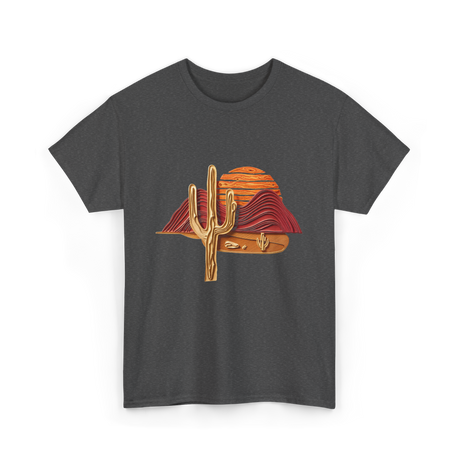 Saguaro Sunset Desert Cactus T-Shirt - Dark Heather