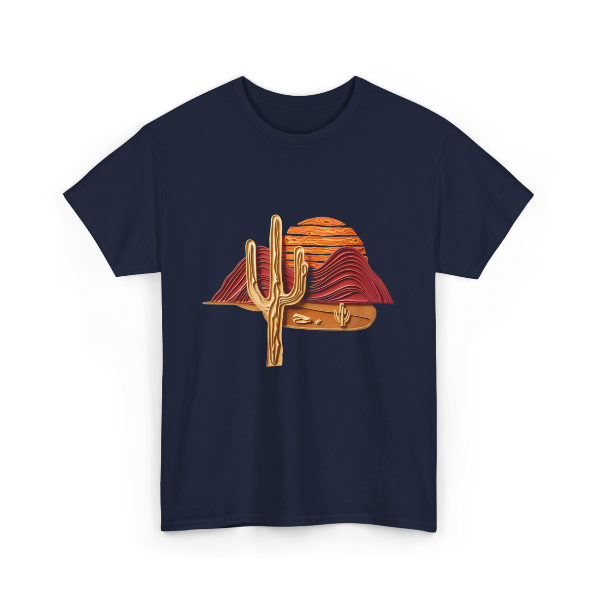 Saguaro Sunset Desert Cactus T-Shirt - Navy