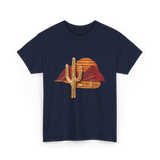 Saguaro Sunset Desert Cactus T-Shirt - Navy