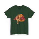 Saguaro Sunset Desert Cactus T-Shirt - Forest Green