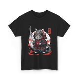 Samurai Cat Kawaii Ninja Cat T-Shirt - Black