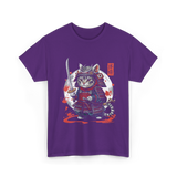 Samurai Cat Kawaii Ninja Cat T-Shirt - Purple