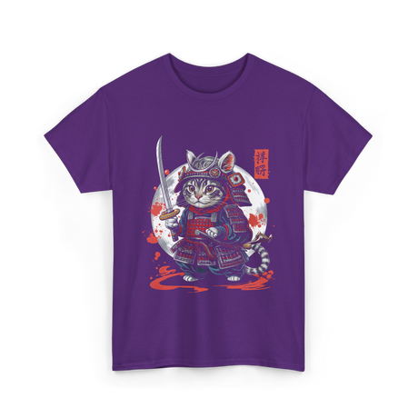 Samurai Cat Kawaii Ninja Cat T-Shirt - Purple