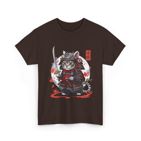 Samurai Cat Kawaii Ninja Cat T-Shirt - Dark Chocolate