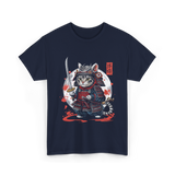 Samurai Cat Kawaii Ninja Cat T-Shirt - Navy