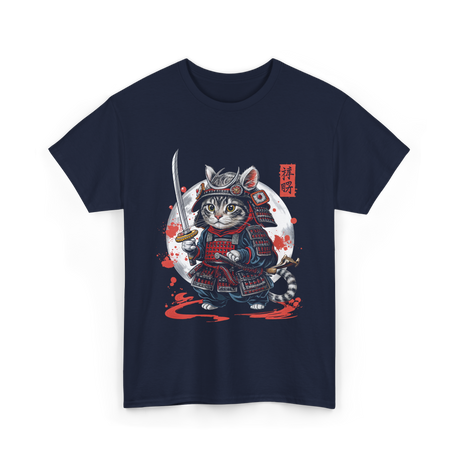 Samurai Cat Kawaii Ninja Cat T-Shirt - Navy