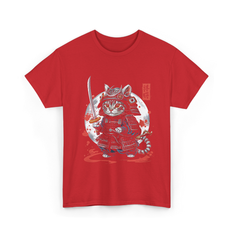 Samurai Cat Kawaii Ninja Cat T-Shirt - Red