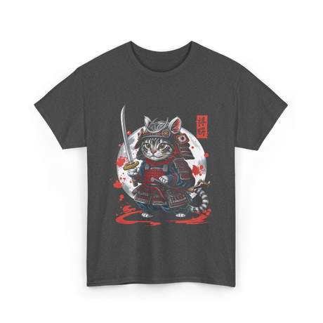 Samurai Cat Kawaii Ninja Cat T-Shirt - Dark Heather