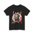 Samurai Cat Tattoo Cat Warrior T-Shirt - Black