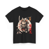 Samurai Cat Tattoo Cat Warrior T-Shirt - Black