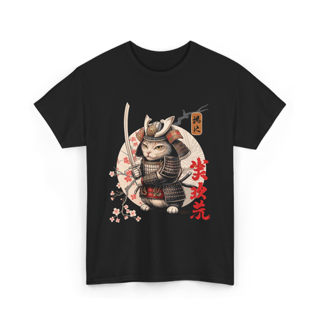 Samurai Cat Tattoo Cat Warrior T-Shirt - Black