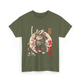 Samurai Cat Tattoo Cat Warrior T-Shirt - Military Green