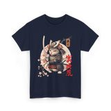 Samurai Cat Tattoo Cat Warrior T-Shirt - Navy