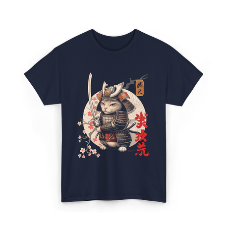 Samurai Cat Tattoo Cat Warrior T-Shirt - Navy