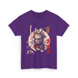 Samurai Cat Tattoo Cat Warrior T-Shirt - Purple