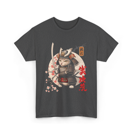 Samurai Cat Tattoo Cat Warrior T-Shirt - Dark Heather