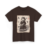Samurai Cat Warrior Art Anime T-Shirt - Dark Chocolate