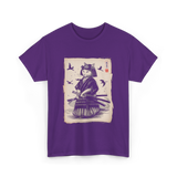 Samurai Cat Warrior Art Anime T-Shirt - Purple