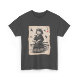 Samurai Cat Warrior Art Anime T-Shirt - Dark Heather