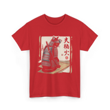 Samurai Cat Warrior Cat Ukiyo T-Shirt - Red