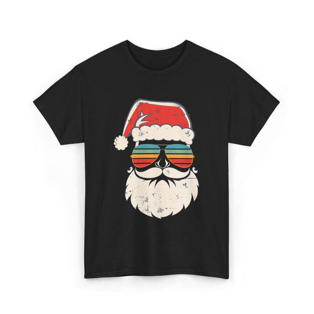 Santa Face Retro Christmas Santa T-Shirt - Black