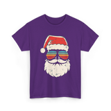 Santa Face Retro Christmas Santa T-Shirt - Purple