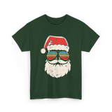 Santa Face Retro Christmas Santa T-Shirt - Forest Green