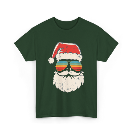 Santa Face Retro Christmas Santa T-Shirt - Forest Green