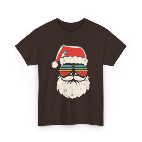 Santa Face Retro Christmas Santa T-Shirt - Dark Chocolate