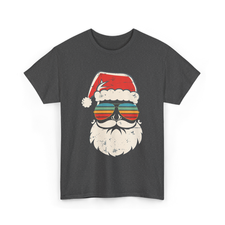 Santa Face Retro Christmas Santa T-Shirt - Dark Heather