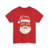 Santa Face Retro Christmas Santa T-Shirt - Red