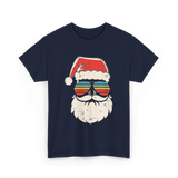 Santa Face Retro Christmas Santa T-Shirt - Navy