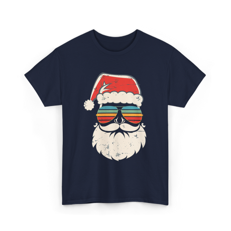 Santa Face Retro Christmas Santa T-Shirt - Navy