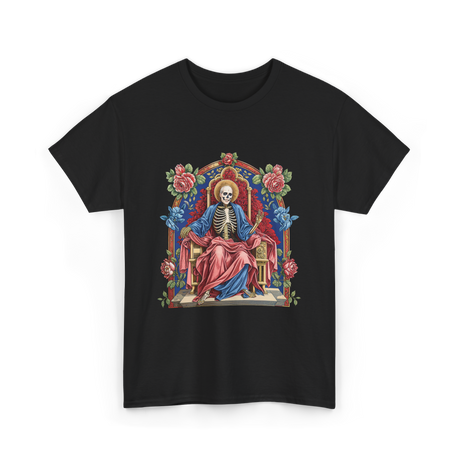 Santa Muerte Saint Death Skeleton T-Shirt - Black