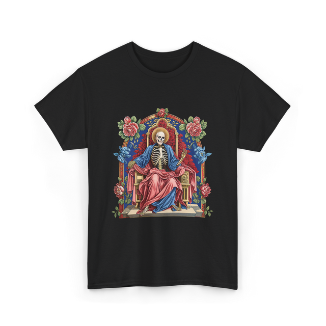 Santa Muerte Saint Death Skeleton T-Shirt - Black