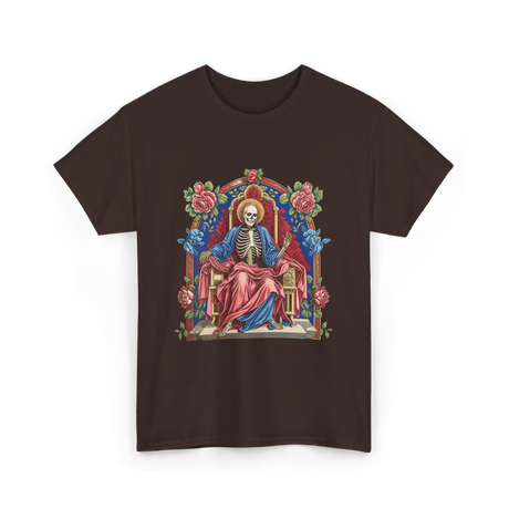 Santa Muerte Saint Death Skeleton T-Shirt - Dark Chocolate