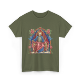 Santa Muerte Saint Death Skeleton T-Shirt - Military Green