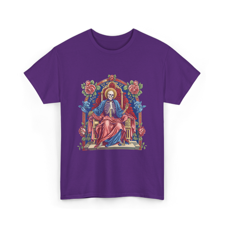 Santa Muerte Saint Death Skeleton T-Shirt - Purple