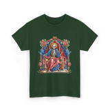 Santa Muerte Saint Death Skeleton T-Shirt - Forest Green