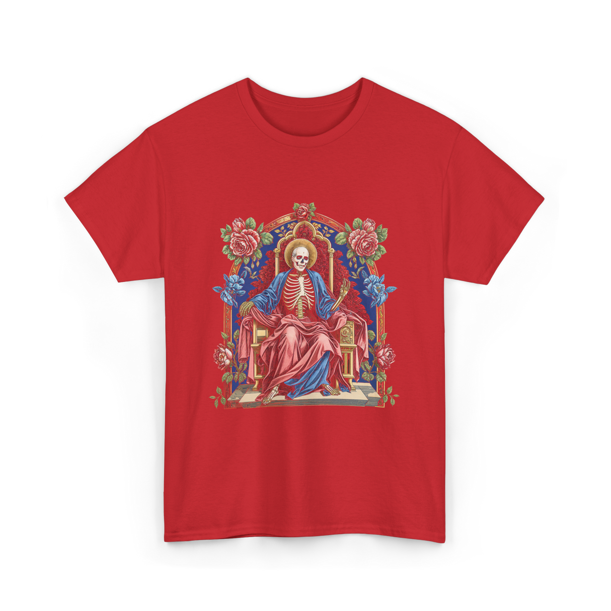 Santa Muerte Saint Death Skeleton T-Shirt - Red