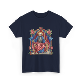 Santa Muerte Saint Death Skeleton T-Shirt - Navy